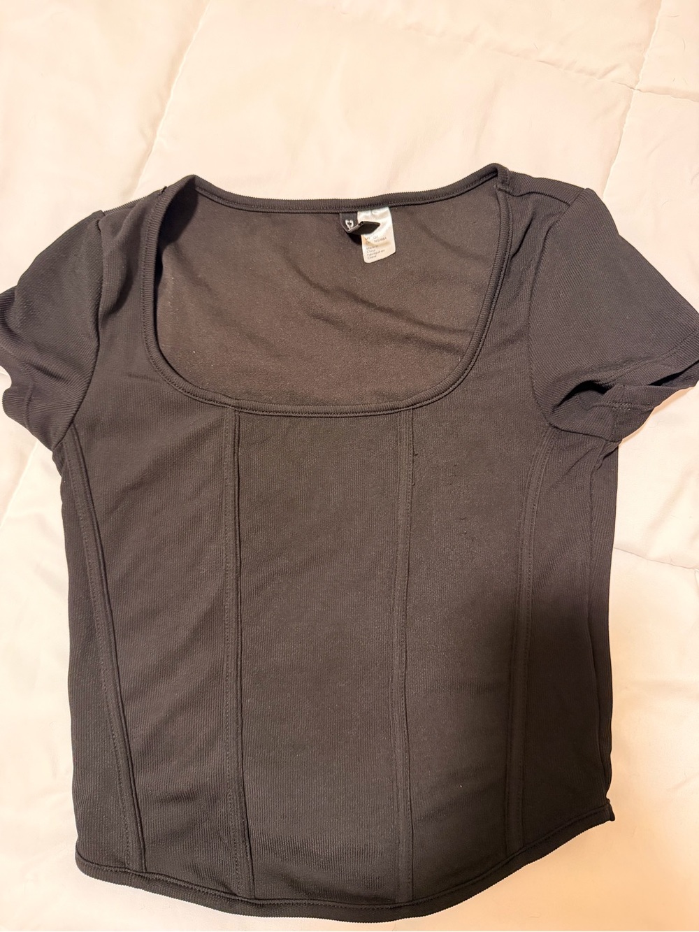 Divided Black Scoop Neck Short Sleeve Tee